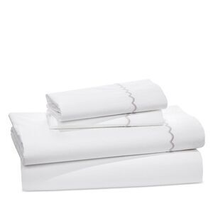 Matouk Astrid Cotton Percale Full/Queen Duvet Cover Set White/Silver - NWT $750